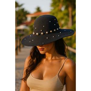 Black Pearl Wide Straw <b>Hat</b> Hsr2069 - Black5 - Product Image 1