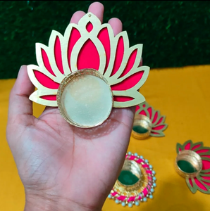 Lotus Luxe Rangoli Ensemble MDF Bois Métal Bougies Bocaux Personnalisé Style Nordique Décoratif Simple Cylindre Coloré Options De Gros - Product Image 2