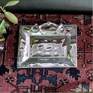 ถาดเสิร์ฟอาหารและจานสำหรับเสิร์ฟผลไม้และของว่างถาดโลหะพร้อมแป้นเหยียบม้าดีไซน์ขอบสำหรับตกแต่งห้องครัวในบ้าน - Product Image 3