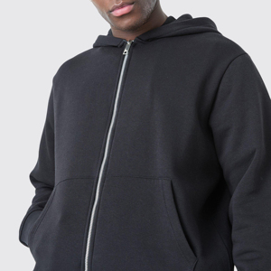 2025 Men's Customizable 100% Cotton Heavyweight Zipper Hoodie Winter Solid Pattern <b>Fleece</b> Blank OEM Plain Dyed <b>Sweatshirt</b> - Product Image 5