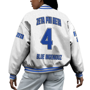 Zeta Phi เสื้อแจ็กเก็ตทีมสมาคมสมาคม1920เสื้อแจ็กเก็ตสไตล์กรีกสีน้ำเงินขาวตัวอักษร zpb chenille Patch founders - Product Image 2