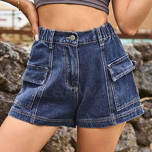 Ropa de calle, pantalones cortos vaqueros éxito de ventas, venta al por mayor, pantalones vaqueros cortos para mujer de talla personalizada, pantalones vaqueros cortos económicos para mujer - Product Image 2