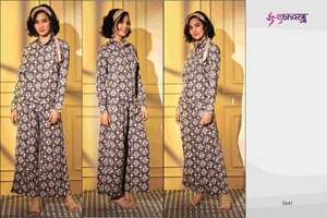 Western Wear Manches longues Col sans manches Style manchette Coupe décontractée Crêpe pour femmes Maruti Fashion Kurta/Kurti Co-ord Set - Product Image 5