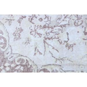 1.6x2.9 ft Turkish Vintage Rug, Small Rug, <b>Brown</b> White Solid <b>Wool</b> Rug - Product Image 5