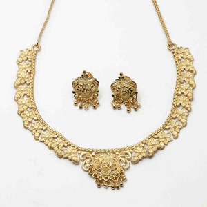 Venta al por mayor de joyería de moda de boda ortodoxa 14K 18K 24K chapado en oro latón oro lleno collares conjunto - Product Image 3