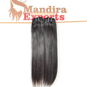 ผมตรงยาวสีดำนุ่มสลวย100% ผมคนอินเดียแบบมัดผมสไตล์ลอนแบบหลวม - Product Image 2