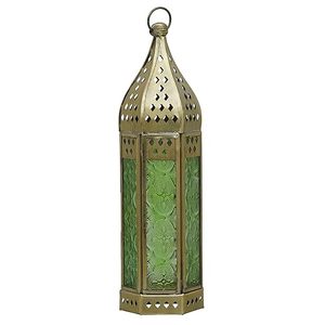 Juego de 2 Portavelas Marroquíes de Latón Envejecido, Faroles Decorativos para Decoración del Hogar, Metal Alto y Vidrio Marroquí - Product Image 6