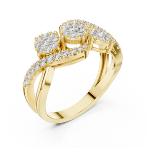 jewels 14K Rose Gold Floral Cluster <b>Diamond</b> <b>Ring</b> for Women Elegant Twist Design - Product Image 4