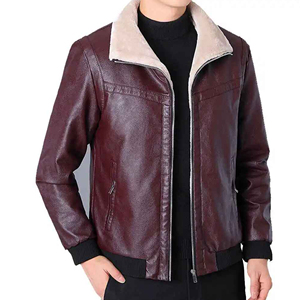Chaqueta de piel de vaca auténtica para hombre, suave y cómoda, Marrón rábano sólido, chaqueta con cremallera de talla grande para hombre - Product Image 1