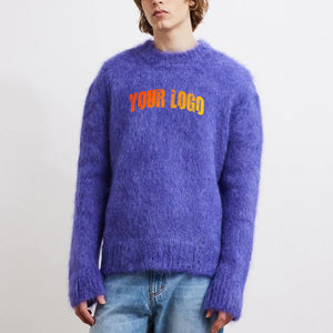 Pulls d'hiver pour hommes en tricot 100% coton avec logo personnalisé OEM, logo brodé personnalisé, respirant, style hip-hop - Product Image 1