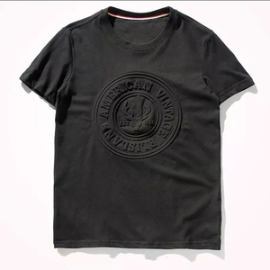 เสื้อยืดผู้ชายแบบขายส่ง OEM สั่งทำโลโก้ 3 มิติ นูน ผ้าคอตตอน 100% ผ้า Worsted เป็นมิตรกับสิ่งแวดล้อม แห้งเร็ว ทรงหลวม - Product Image 6