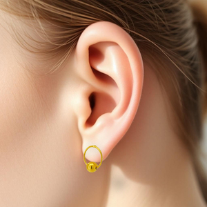 Pendientes de aro de bola de oro de 14 quilates, pendientes de bucle minimalistas clásicos para mujeres y niños - Product Image 4