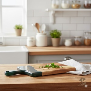 Tabla de Cortar Moderna de Madera Maciza Hecha a Mano SOLOBEAT con Mango, Tabla de Servir Premium - Product Image 1