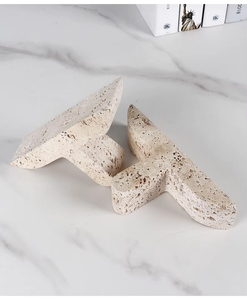 ที่กั้นหนังสือหินธรรมชาติสุดหรู สไตล์วบิซาบิ ทำด้วยมือจากหินทราเวอร์ทีน สำหรับตกแต่งห้องนั่งเล่น ห้องรับประทานอาหาร สำนักงานที่บ้าน และห้องสมุด - Product Image 2