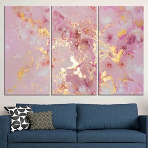 Elegant Pink and Gold Marble Canvas Print: Modern Wall Art,SET OF 3 CANVAS - Product Image 1