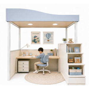 Lit superposé intelligent SH14 avec rangement, bois moderne et MDF, charge statique de 500 kg, pour chambre à coucher ou salon - Product Image 2