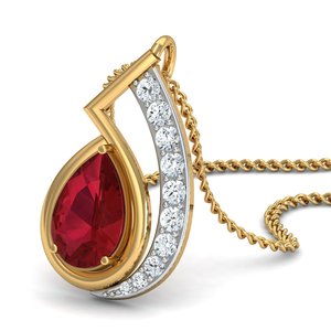 Venta al por mayor 18K chapado en oro latón colgante collar para mujer Popular en forma de pera Zirconia Media Luna Roja diseño cuentas tipo de cadena - Product Image 3