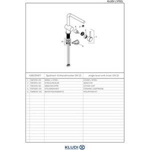 Grifo Mezclador de Cocina de una Sola Palanca Kludi L Steel en Acero Inoxidable Cepillado - Product Image 6