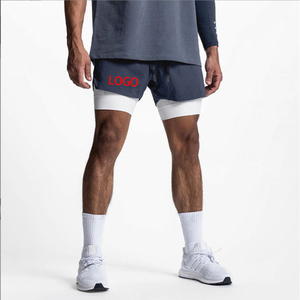 High Street Short de fitness en polyester double couche pour hommes Short d'été à séchage rapide Logo personnalisé Poches solides Anti-rides - Product Image 1