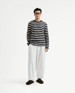 T-shirt à manches longues rayé, coupe ajustée, décontracté, respirant, 99% coton, 1% élasthanne, 300g, taille personnalisée, sweat-shirts d'automne pour hommes, routine - Product Image 3