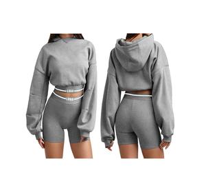 Women's Pro Summer <b>2</b>-<b>Piece</b> Casual <b>Lounge</b> <b>Set</b> Hoodie & Shorts Solid Pattern for Winter Season Low Price Women's <b>Sets</b> - Product Image 2