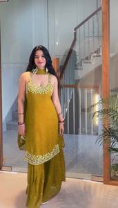 ชุดเดรสทรงเอไลน์สไตล์วินเทจ พร้อมงานปักเลื่อมลายดอกไม้ ผ้าจอร์เจตต์ FOUX พร้อมผ้าคลุมไหล่สำหรับผู้หญิง - Product Image 5