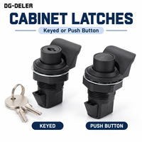 Loquet de porte d'armoire en plastique ABS noir avec options à clé ou à bouton-poussoir