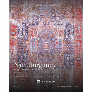 Netline Home Studio Linework Burgundy Traditional Washable <b>Rug</b> - Product Image 6