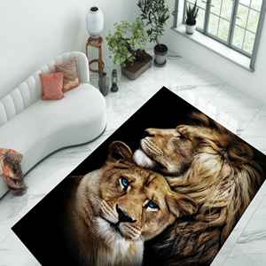 Alfombra de Pareja de Leones, Alfombra Estampada, Alfombra de Leones, Alfombra para Parejas, Alfombras de Animales, Alfombra Suave con Pelo Largo - Product Image 2