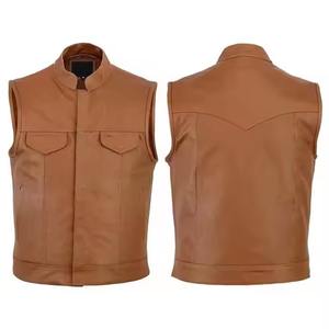 Gilets et gilets pour hommes personnalisés de style OEM en gros Gilet en cuir véritable à la recherche de style coupé - Product Image 2