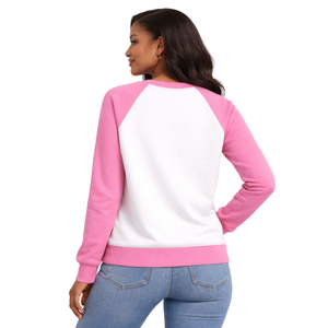 Sweat-shirt à manches raglan et col rond blanc pour sororité grecque, vêtements décontractés élégants pour femmes, rose et vert, sororité universitaire - Product Image 2