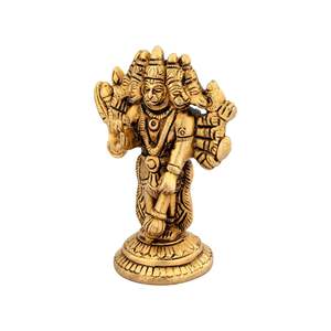 ตุ๊กตาฮานูแมน panchmukhi ทองเหลืองทำด้วยมือไม้มะฮอกกานีแข็งและขัดมัน - Product Image 4