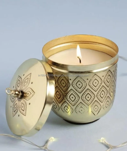 Traditional Best Affordable Handmade Metal Candle With Knob Lid - Product Image 2