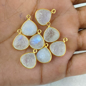 Rainbow Moonstone Natural Heart Shape 12mm Gemstone Pendant 925 Sterling Silver Bezel Charm -Jewelry & Necklace Making Charm - Product Image 5