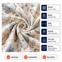 Tissu imprimé en viscose, coton et rayonne, tissé, doux et fluide, pour chemises de resort et pantalons à jambes larges, fournisseur d'usine de vêtements