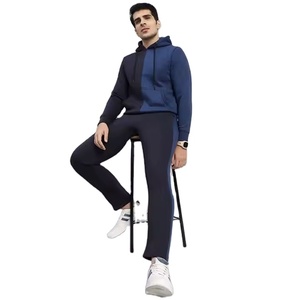 Costume pantalon à épaules tombantes en coton surdimensionné personnalisé pour hommes Streetwear vierge Ensemble pantalon à capuche bicolore survêtements pour hommes - Product Image 1