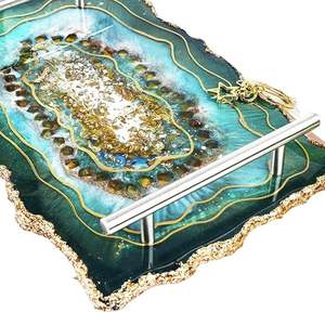 Plateau en résine fait main en gros avec sous-verres, ensemble de service et de décoration de table à bas prix pour la maison et les cadeaux - Product Image 1