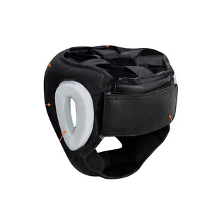 Casco de cuero PU MMA negro L/XL para boxeo, kickboxing, combate y artes marciales protectores de cabeza de boxeo - Product Image 3