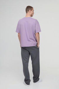 T-shirt surdimensionné en coton 100% épais pour hommes coupe ample broderie Logo graphique imprimé goutte épaule respirant unisexe Long - Product Image 2