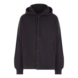 Custom Men Hoodie Jacket coat500 Gsm Fleece Button Up Hoodie Negro Oversized Cropped Hoodies Jacket For Men - Product Image 3