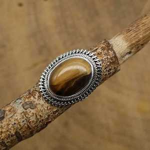 Anillo de moda de Plata de Ley 925, cabujón de ojo de tigre Natural, piedra preciosa, Diamante de corte ovalado, moda para fiestas de compromiso de boda - Product Image 3