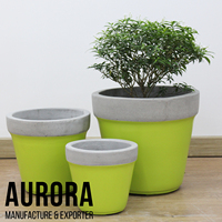 Pots de fleurs d'extérieur en fibrociment du Vietnam, artisanaux, de haute qualité, écologiques, durables, légers, avec trou de drainage et peinture personnalisée