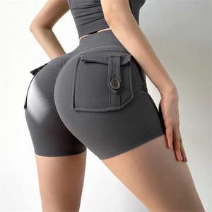 Sportswear Custom logo Yoga <b>Shorts</b> <b>With</b> <b>Pocket</b> Summer Push up Workout Yoga Scrunch Butt <b>Shorts</b> for <b>Women</b> - Product Image 3