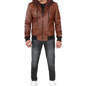 Blouson aviateur en cuir personnalisé avec impression de broderie de logo Hommes Femmes élégant décontracté mode vêtements d'extérieur approvisionnement OEM - Product Image 4