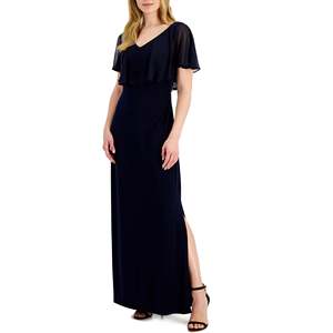 Abito da Cerimonia Moderno Blu in Chiffon con Colletto a Cuore, Taglia 12, Corto e Semplice, per Madre della Sposa - Product Image 1