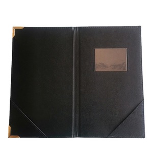 Custom Design Black And Brown Pu Leather Restaurant &amp; Hotel Bill <strong>Folder</strong> Embossed Logo <strong>File</strong> Document Holder - Product Image 1