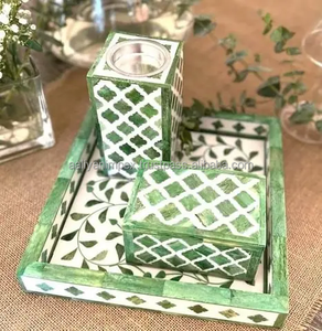 Ensemble de plateau de brûleur d'encens MOP blanc bleu brillant Mubkhar avec support de bobine de parfum intérieur de boîte à utiliser dans la maison hôtel meilleur à vendre - Product Image 3