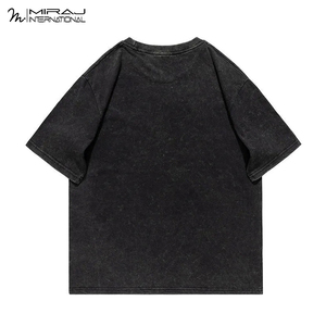 Innovative OEM Acid Wash Shorts <b>Shirt</b> Set for <b>Men</b> Comfortable Breathable New Design in Solid Black Color for Summer Clothing - Product Image 3