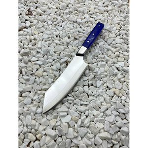 Couteau de cuisine Santoku bleu fait à la main Couteau de cuisine de chef gravé sur mesure avec poignée en micarta Support OEM - Product Image 3