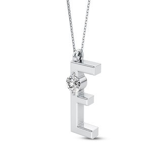 Colgante de Letra del Alfabeto con Diamante Cultivado en Laboratorio de Lujo VVS VS EF, Plata de Ley 925 con Acabado en Oro, Inicial Personalizada Solitaria - Product Image 1